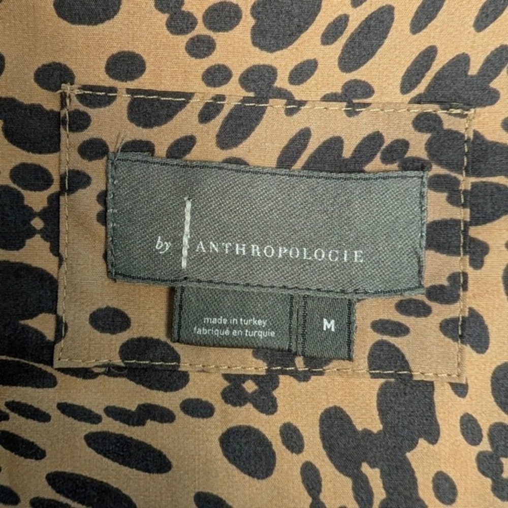 By Anthropologie Leopard Print Smocked Waist Tiered Ruffle Mini Dress Brown Sz M - Picture 12 of 14